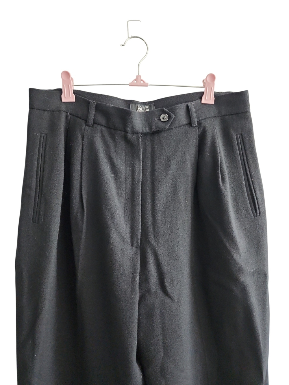 Vtg Morgan Taylor Studio Wool Trousers Corporate Goth Quiet Luxury Womens Sz 16 - Picture 2 of 12